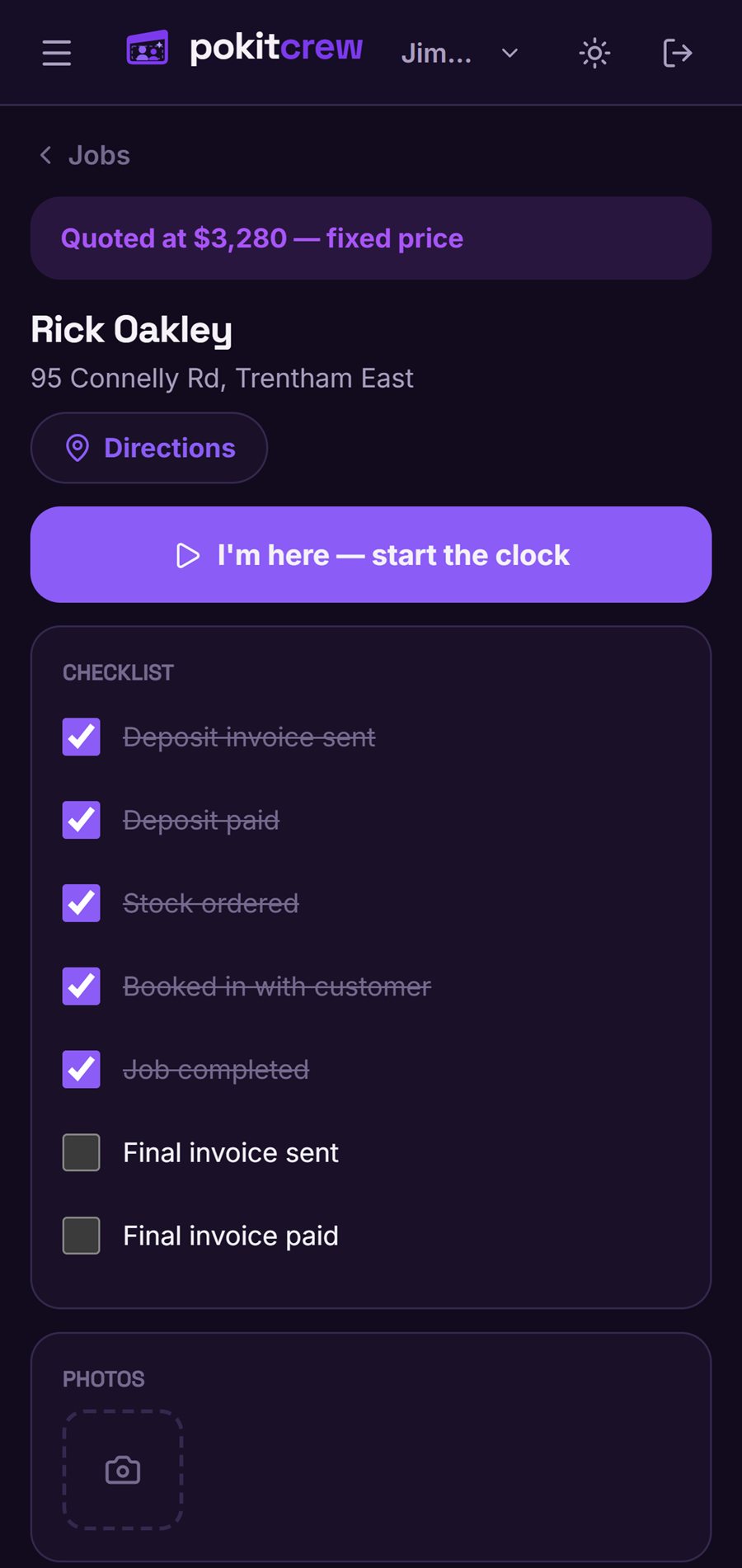 The job sheet your crew sees